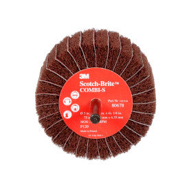 3M Scotch-Brite COMBI-S 80801 Mounted Flap Wheel – 3" Diameter, 1-3/4" Width, 80 Grit