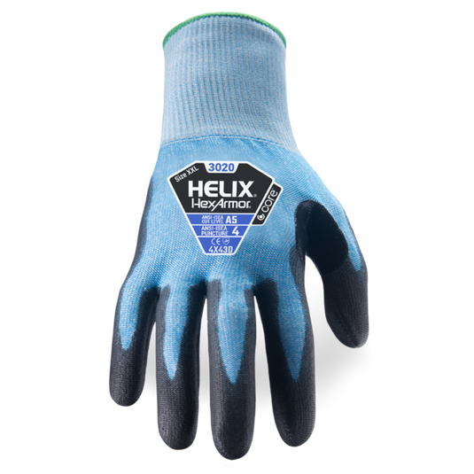 HEXARMOR HELIX A5 15G HPPE STEEL GLASS BLEND PU DIP - 3020