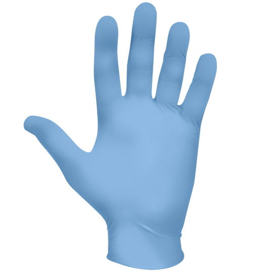 SHOWA N-DEX 100% NITRILE GLOVES, LIGHT BLUE, 4 MIL,  9.5" (240 MM), ROLLED CUFF - 7005PF